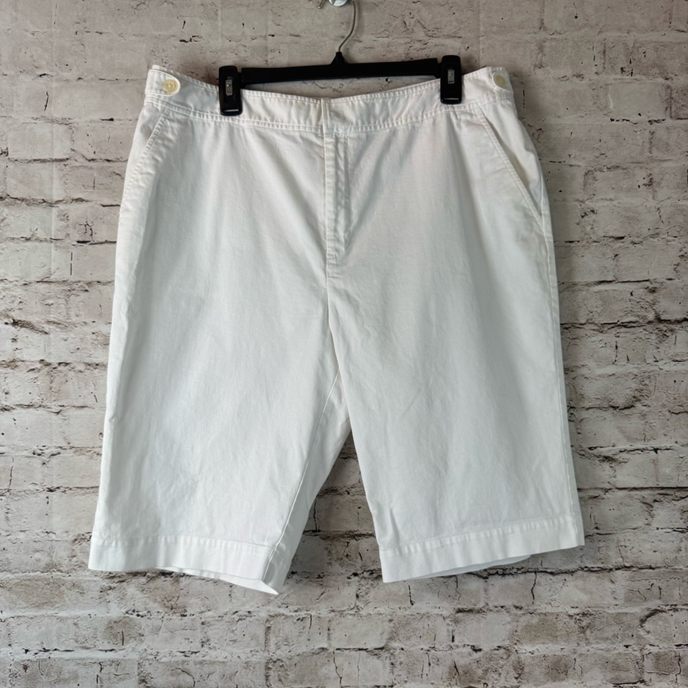 Lauren Ralph Lauren Women's White Shorts Size 16 Long Length Cotton Elastane